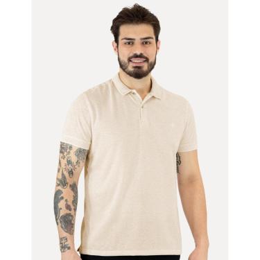 Imagem de Polo Dudalina Masculina Malha Favo Linho Cáqui Claro-Masculino