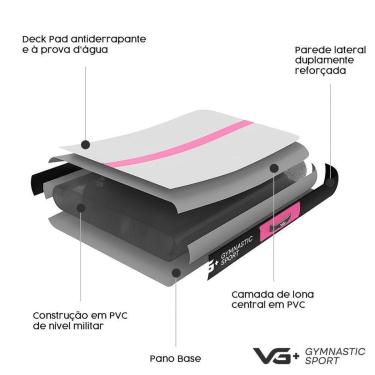 Imagem de Tapete Colchão Ginástica Inflável 3 Metros com Bomba EIétrica VG Plus Preto e Rosa 110v-Unissex