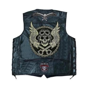 Imagem de Colete De Couro Masculino Sem Mangas Para Motocicleta, Jaqueta Casual 