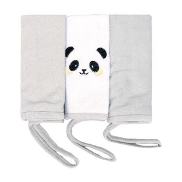 Imagem de Toalha de Boca para Bebê 34 cm x 34 cm 3 Unidades Bublim, Panda Cinza