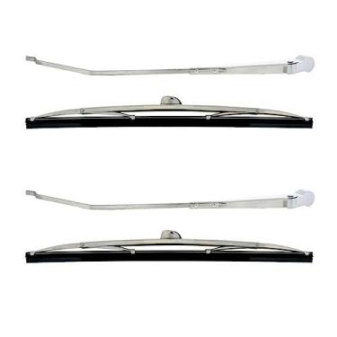 Imagem de United Pacific Kit de braço e lâmina do limpador de para-brisa de aço inoxidável polido para Ford Bronco 1966-77