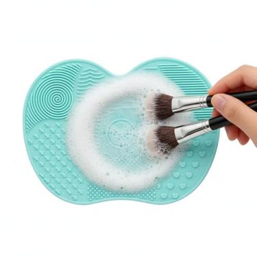 Imagem de Tapete de lavagem de silicone para pequenos acessórios almofada de limpeza multitextura com ventosas para tarefas diárias de lavagem doméstica (verde)