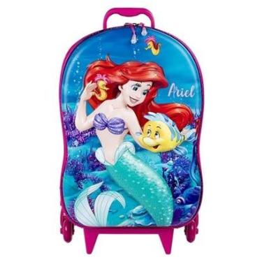 Imagem de Mochila de Rodinhas 3D Pequena Sereia Maxtoy Rosa e Azul-Masculino