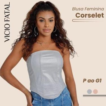 Imagem de Blusa Feminino Tomara que Caia Alfaiataria Metalizada Impermeável-Feminino