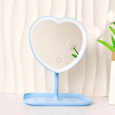 Imagem de CWPJUNDGP Espelho de LED com espelho de luz para espelho de mesa de dormitório