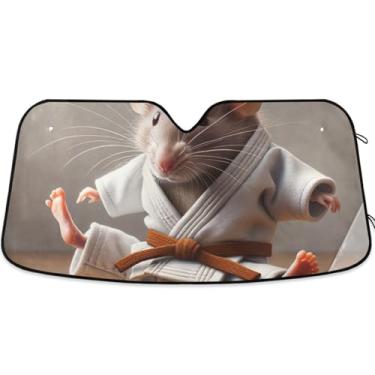 Imagem de Rato Karatê Mouse Bonito Para-brisa Para-brisa Dobrável Para-brisa Frontal Para-brisa Floral Animal Retrátil S, 134,6 cm x 59,7 cm