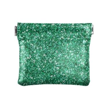 Imagem de Carteira feminina gradiente verde bolsa de moedas de couro PU para crianças, bolsa pequena e carteira para chaves, Textura de glitter verde, one size, Minimalista moderno