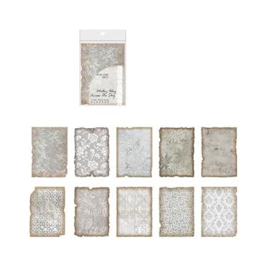 Imagem de 30 folhas de papel decorativo estilo pastoral envelhecido com bordas irregulares em tom quente para planejador, diário, camada de base, colagem, artesanato