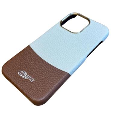 Imagem de Capa de couro premium para iPhone 15 Pro Max – Capa protetora fina de tom duplo 3 em 1 com protetor de tela e lente de câmera grátis – Aderência luxuosa, forro de microfibra macio, moldura de metal