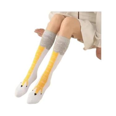 Imagem de Meias Longas Engraçadas Com Estampa De Pata De Galinha Para Meninas Do