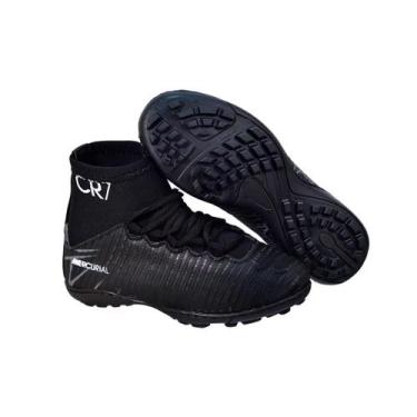 Imagem de Chuteira Society Masculina Feminina Mercurial Azul Preto Futebol 7, Pr