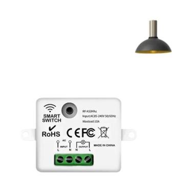 Imagem de Interruptor De Luz Sem Fio RF433Mhz 10A Com Controle Remoto, Painel De