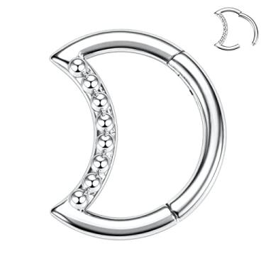 Imagem de PEAKLINK Piercing de septo articulado de 16 g Anel de nariz de aço cirúrgico Daith Brincos Conch Daith Rook Tragus Piercing Joia Pequeno Brinco de Argola, Metal, Sem Pedra Preciosa