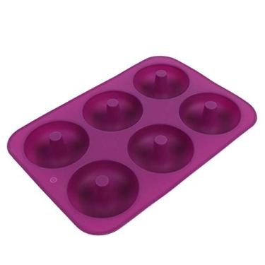 Imagem de SIWOTED 6-Cavidade Silicone Donut Assadeira Donut Molde de Chocolate Congelador de Microondas Seguro (Roxa)