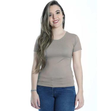 Imagem de Baby Look Feminina Básica Lisa Viscolycra Areia - Anistia, P