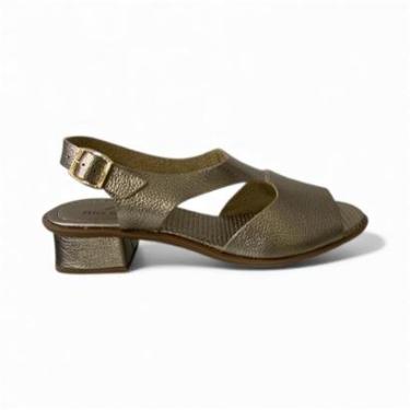 Imagem de Sandália Feminina Rio de Luz Salto Baixo em Couro 8005 Prata Velho 37-Feminino