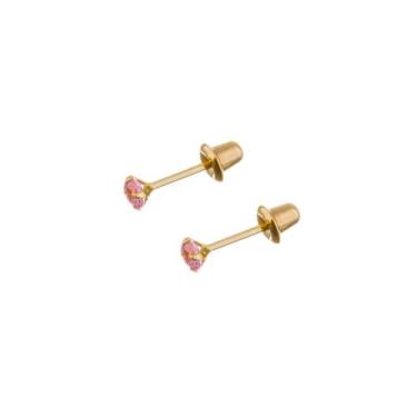 Imagem de Brinco Ouro 18k Zircônia Solitário 2,00mm Recém Nascido 2º Furo BL-208