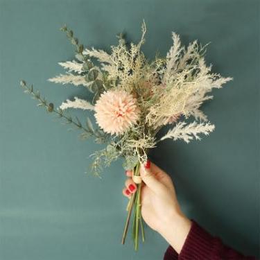 Imagem de 1 Ramo de Flores Artificiais Dente-de-leão Seda Eucalipto Plástico Bouquet Misturado Decoração Casa Casamento Flor Falsa