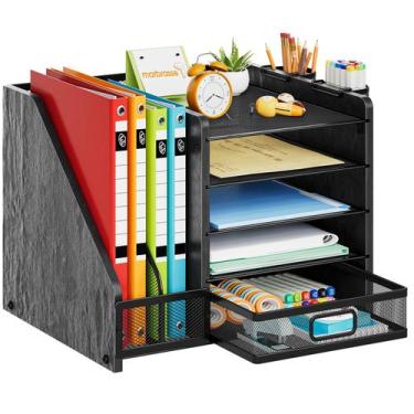 Imagem de Organizador de mesa Marbrasse, carta de papel de 5 camadas com gaveta 