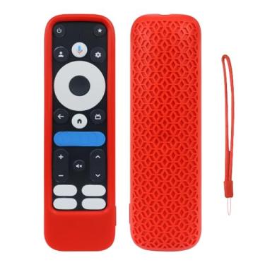 Imagem de Capa de controle remoto para onn Google TV 4K Pro 2024, capa com cordão, capa protetora de silicone à prova de choque antiderrapante capa para controle remoto (vermelha)