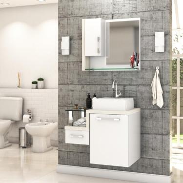 Imagem de Conjunto Balcão C-cuba Q32 E Espelheira Legno 630 Branco Chess C-preto ônix Branco Chess C-snow