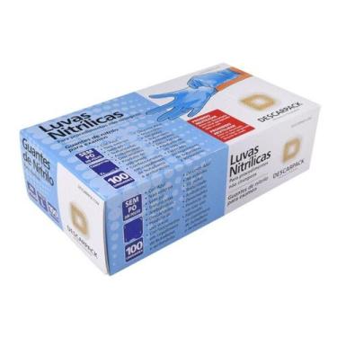 Imagem de Luva Descartável Nitrílica Azul Sem Pó C/100 - DESCARPACK