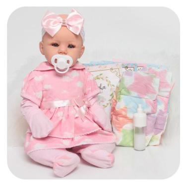 Imagem de Boneca Reborn Abigail Carequinha Corpo 100% Silicone + Bolsa - Cegonha
