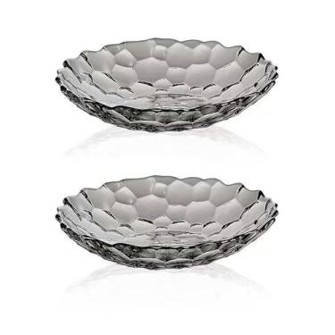 Imagem de Coafiy Pacote com 2 tigelas de frutas de vidro, suporte de cesta de frutas, tigela de frutas de cristal, prato de sobremesa, tigela de pedestal decorativa, para decoração de mesa para casa, escritório