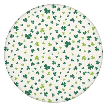 Imagem de Toalha de mesa redonda de tecido para Dia de São Patrício, 127 cm, com bordas elásticas, à prova d'água, à prova de óleo, para mesa de pátio interno e externo, serve para mesas redondas de até 117 a