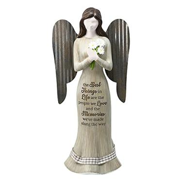 Imagem de Pavilion – Estatueta de anjo de 22,86 cm – The Best Things in Life are The People We Love and The Memories We Made Along The Way – Estátua de fazenda moderna rústica simples