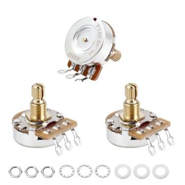 Imagem de Banworks Potenciômetros de latão A500K+B500K M8 Rosca tamanho completo métrico 1A2B 18 estrias (comprimento de 15 mm) Potenciômetros de áudio e cone linear para Epiphone Les Paul LP/SG Squier Strat