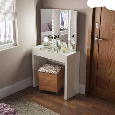 Imagem de Penteadeira Camarim com Iluminação LED 80x143cm MDF Off White - Móveis