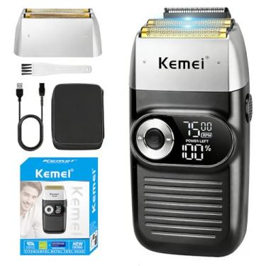 Imagem de KEMEI Foil Shaver Barber for Men,Electric Razor Rechargeable with Beard Trimmer,Cordless Lithium Titanium Foil Shavers with Travel Case