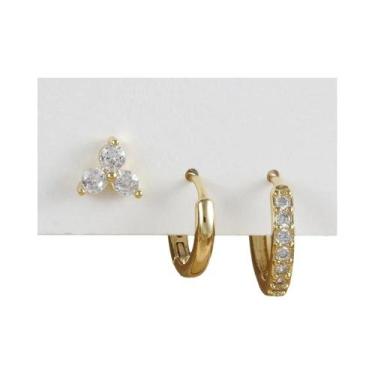 Imagem de Brincos De Argola Minimalistas Em Aço Inoxidável Com Zircônia Para Mul