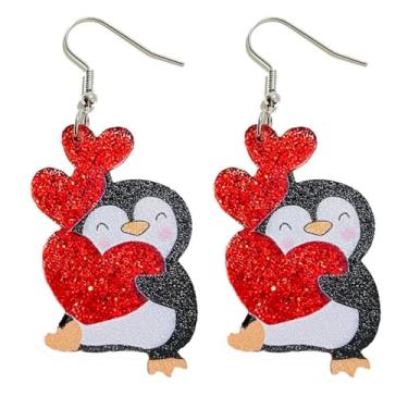 Imagem de Brincos de coração de acrílico para Dia dos Namorados com fita cassete de animal fofo para mulheres, Acrílico, Sem pedra preciosa