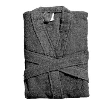 Imagem de Roupão de Banho Kimono Unissex Atoalhado – 325g/m², Macio e Aquecedor, Ideal para Casa e Relaxamento Após Banho (Cinza)