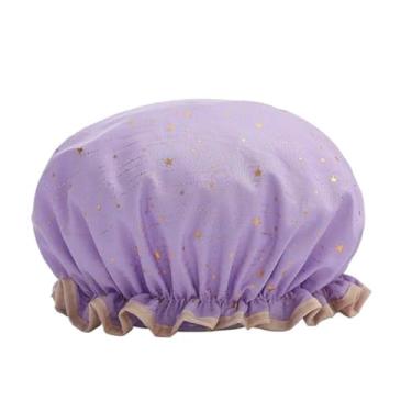 Imagem de Touca De Banho Impermeável Camada Dupla Elástico (Lilas)