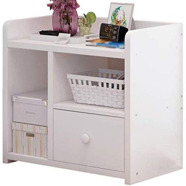 Imagem de Mesa lateral canto redondo mesa de cabeceira gaveta independente prato grosso bancada espaçosa quarto caixa de armazenamento prateleira simples (cor: B) (A)