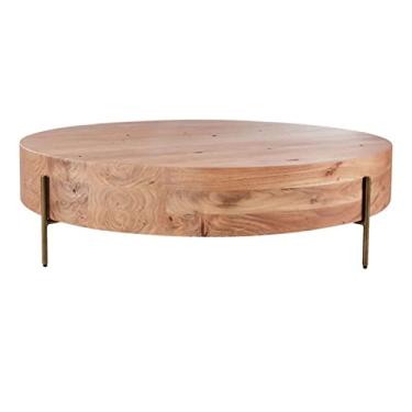 Imagem de UWEREBFM Mesa de centro nórdica redonda retrô moderna sala de estar, mesa de café, mesa de chá, mesa lateral para espaços pequenos