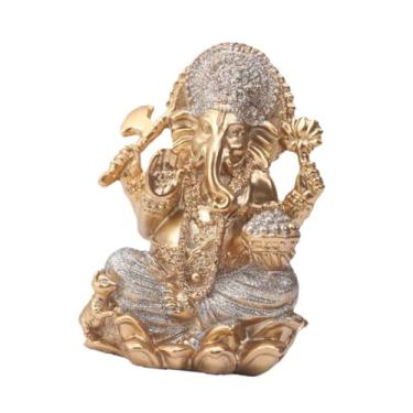 Imagem de IEUDNS Estátua dourada do Senhor Ganesha, estatueta ornamental, estátua do Elefante, artesanato em resina para decoração de casa, de entrada,
