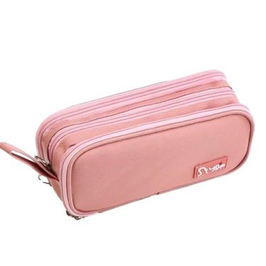 Imagem de Estojo de lápis fofo estojo de caneta bolsa de lápis rosa bolsa de lápis fofa bolsa de lápis de grande capacidade durável e fácil de limpar com papelaria bolso com zíper alça fácil de segurar