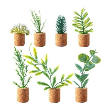 Imagem de Joyibay Ímãs de geladeira para plantas, mini ímãs de suculentas, plantas artificiais, ímãs de geladeira, vasos de plantas suculentas, adesivos de ímã fofos para placas magnéticas, geladeira decoração