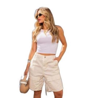 Imagem de BERMUDA SARJA CARGO FEMININA CINTURA MÉDIA CARPINTEIRO 23087-Feminino