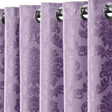 Imagem de Cortina Jacquard 2.70m x 2.30m (Esticada) - Para Sala e Quarto, Estilosa e Funcional para Ambientes Domésticos com Privacidade (Lilás)