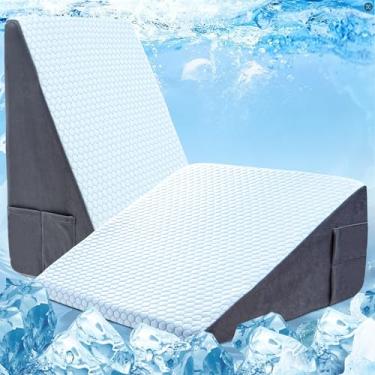 Imagem de WOLKI Travesseiro de cunha refrescante para dormir, almofadas de cama de 30,5 cm para cabeceira, almofada para refluxo ácido noturno, suporte lombar e traseiro, terapia de elevação de pernas, auxílio