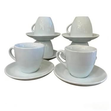 Imagem de Conjunto de 6 Xícaras de Chá 230ml com Pires - Porcelana Branca (Peças com Pequenas Imperfeições), Ideal para Uso Doméstico