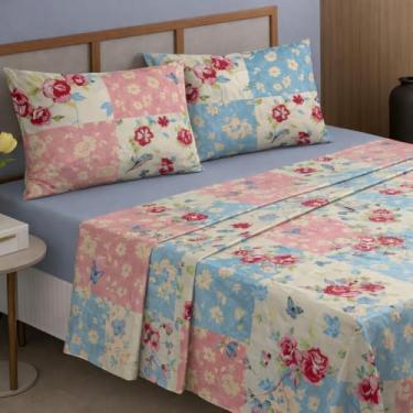 Imagem de Jogo De Lençol Casal Padrão 400 Fios 4 Peças - Com Elástico Estampados - Toque Acetinado Extra Macio(Estampa 12)