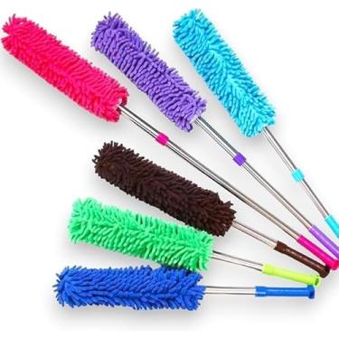 Imagem de Espanador de Pó Para Limpeza em Microfibra com Cabo Extensor Retrátil Lavável 85cm Limpeza de Poeira