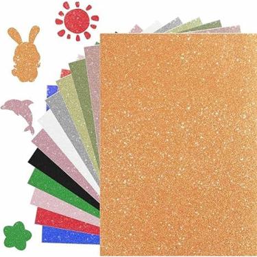 Imagem de Cartolina de luxo com glitter para Cricut, Shimmer, 24 folhas 12 cores, 250 g/m2, sem galpão, faça você mesmo, papel brilhante para artesanato, confecção de cartões, decorativo, scrapbooking(24)