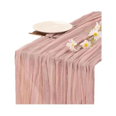 Imagem de Caminho De Mesa Boho Semi-Transparente Em Tecido Gaze Rústico Para Cas